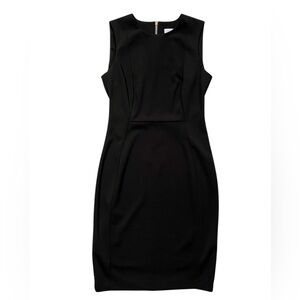 Calvin Klein Black Sleeveless Sheath Dress Gold Zip Back Size 6